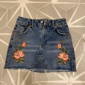 Floral jean skirt